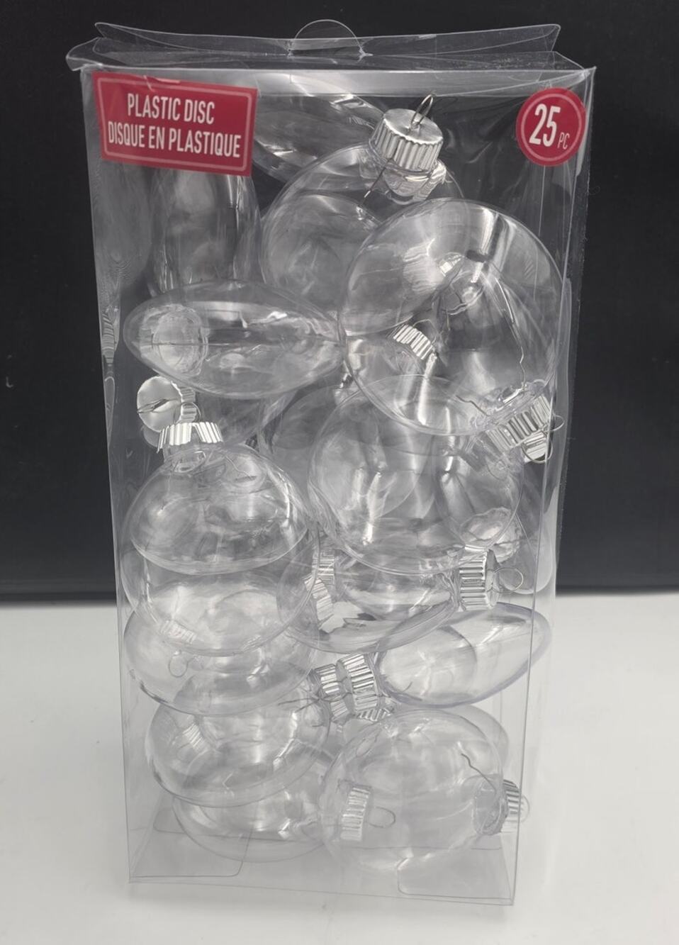 Make Market 25 Clear Fillable Disc Christmas Ornaments DIY Plastic